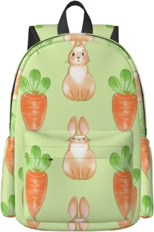 Delerain 17 Inch Backpack Rabbit And Carrot Laptop Backpack School Bookbag Shoulder Bag Casual Daypack For School/Camping/Hiking/Picnic/Beach/Travel