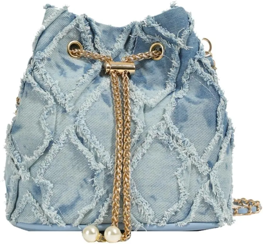 Denim Bucket Bags for Women Y2K Crossbody Purse Trendy Handbags Shoulder Bag Satchel 2024