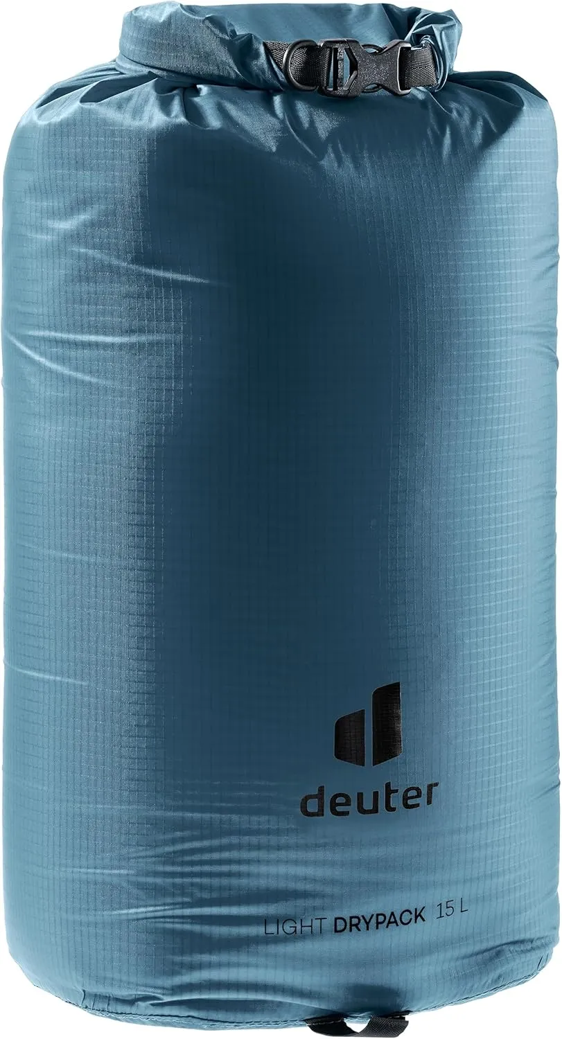 Deuter Light Drypack, Water-Resistant Ripstop Roll-Top Dry Pack Sack Keeps Gear Dry for Hiking, Trekking, Camping & Kayaking