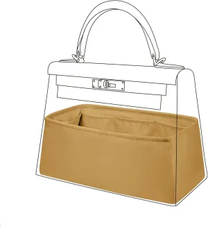 DGAZ Bag Organizer Insert For Kelly pochette/mini II /20/25/28/32/35/40/42/45 Bags, Silk Purse Organizer, Simplicity Handbag & Tote Organizer(Biscuit color,KL28 Sellier)