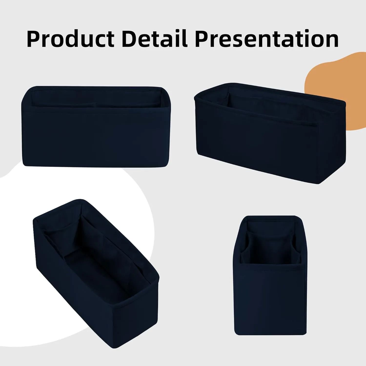 DGAZ Bag Organizer Insert For Kelly pochette/mini II /20/25/28/32/35/40/42/45 Bags, Silk Purse Organizer, Simplicity Handbag & Tote Organizer(Blue nuit,miniKelly1)