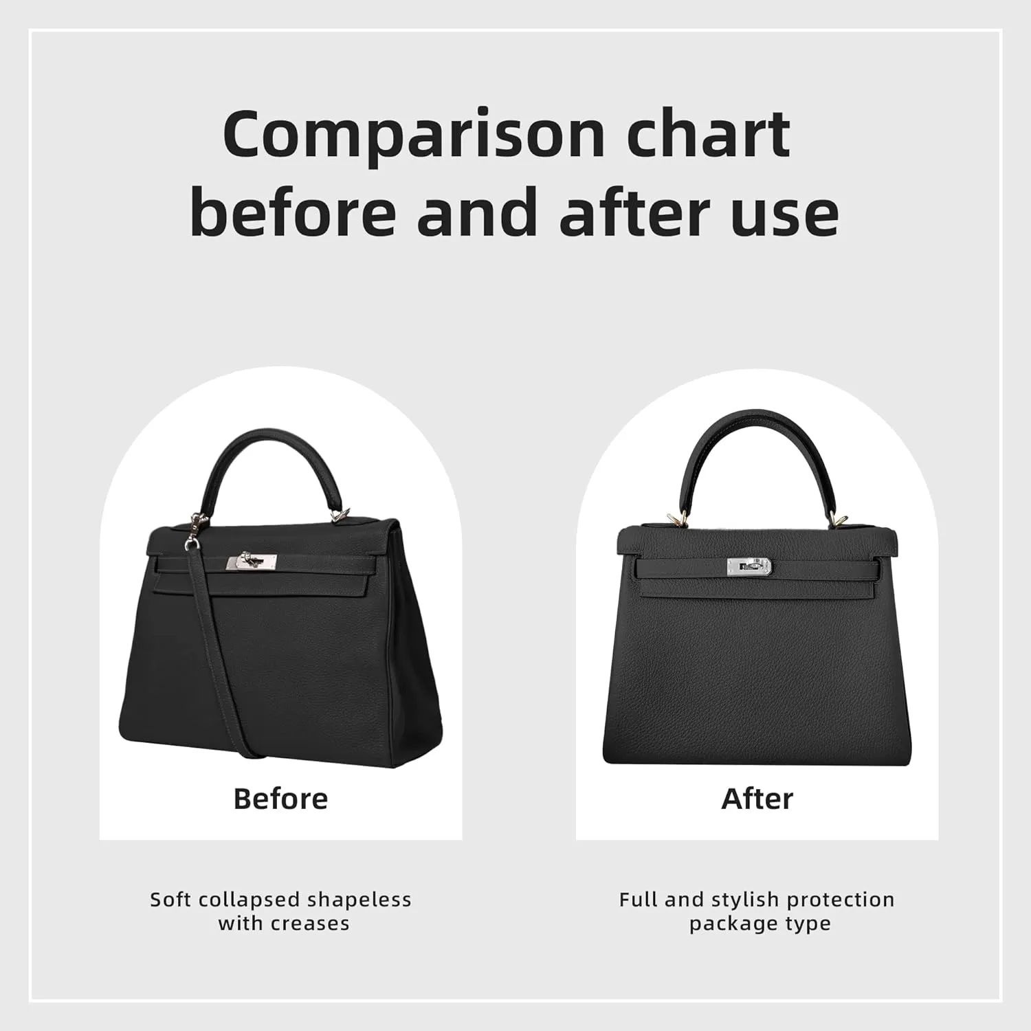 DGAZ Bag Organizer Insert, Silk Purse Organizer, Luxury Handbag & Tote Organizer, Fits mini Kelly Bags (Black, miniKelly2)