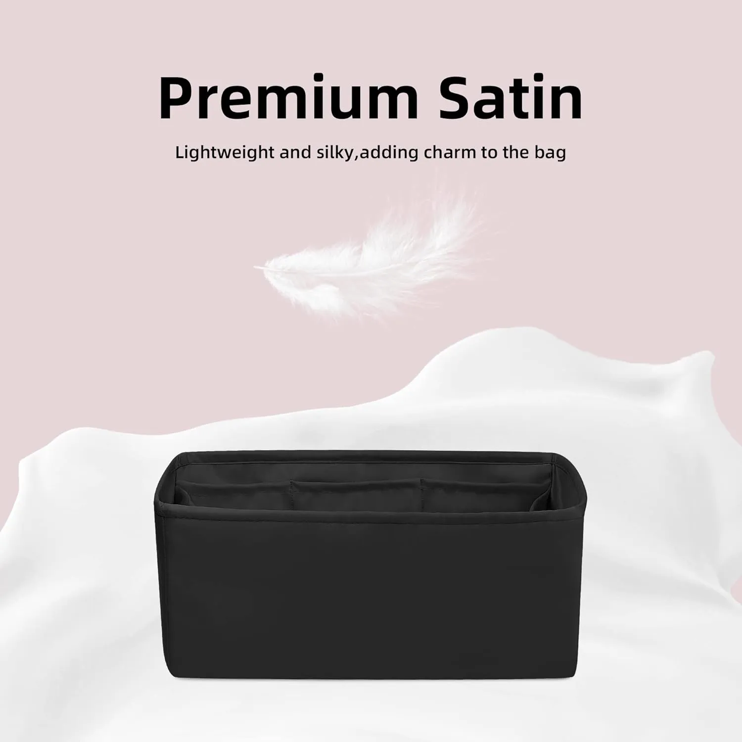 DGAZ Bag Organizer Insert, Silk Purse Organizer, Luxury Handbag & Tote Organizer, Fits mini Kelly Bags (Black, miniKelly2)