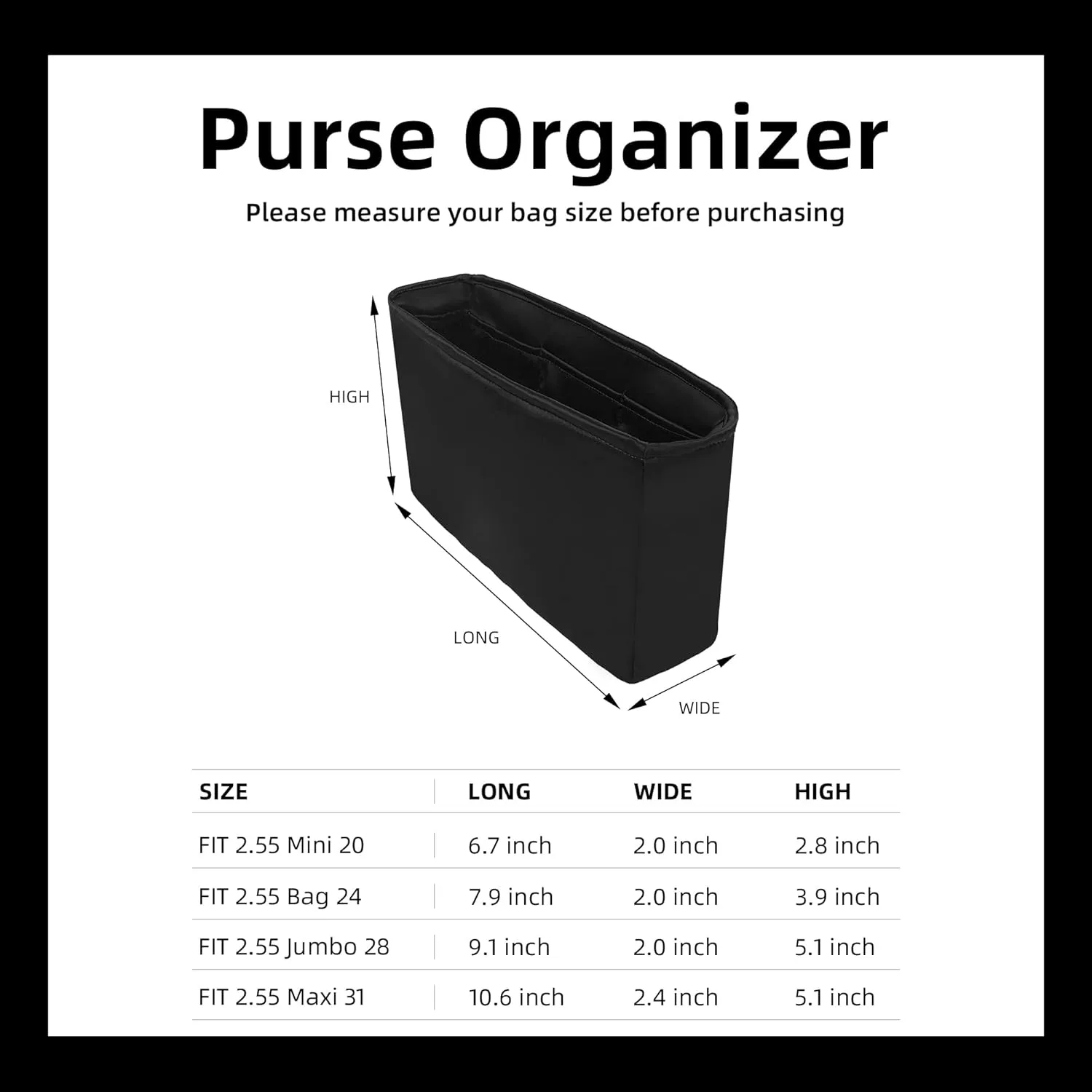 DGAZ Custom Purse Organizer or Pillow Insert For Chanel 2.55 Bags, Silky Smooth Bag Organizer, Luxury Handbag & Tote Shaper