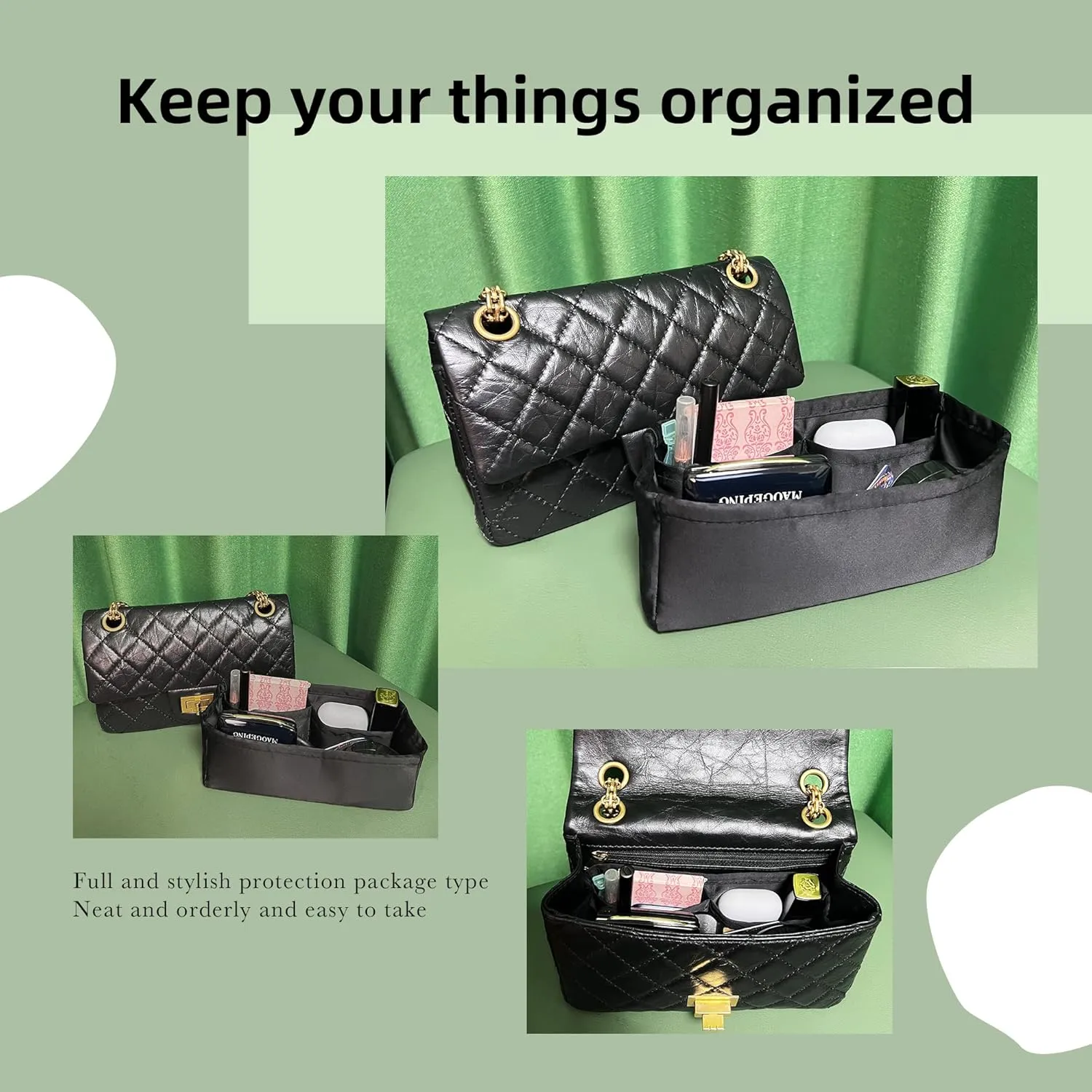 DGAZ Custom Purse Organizer or Pillow Insert For Chanel 2.55 Bags, Silky Smooth Bag Organizer, Luxury Handbag & Tote Shaper