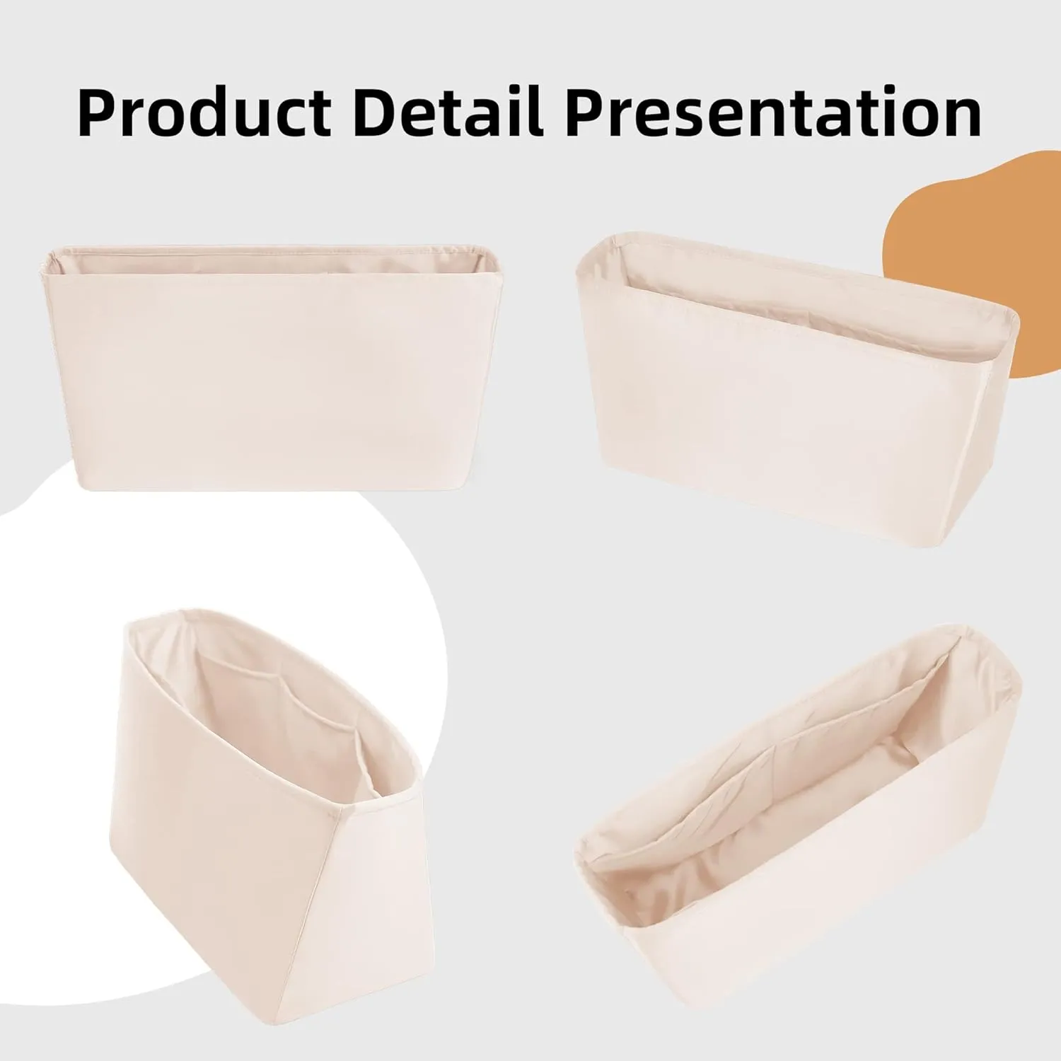 DGAZ Purse Organizer Insert Fits Neverfull-Mini/PM/MM/GM Bags，Silk Bag Organizer，Luxury Handbag & Tote Shaper（PM, Craie）