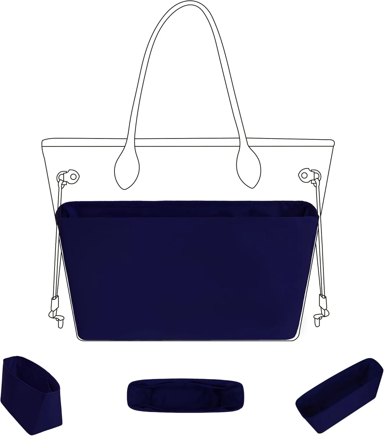 DGAZ Purse Organizer Insert Fits Neverfullbag BB/PM/MM/GM，Silk Bag Organizer，Luxury Handbag & Tote Shaper(Blue nuit,BB)