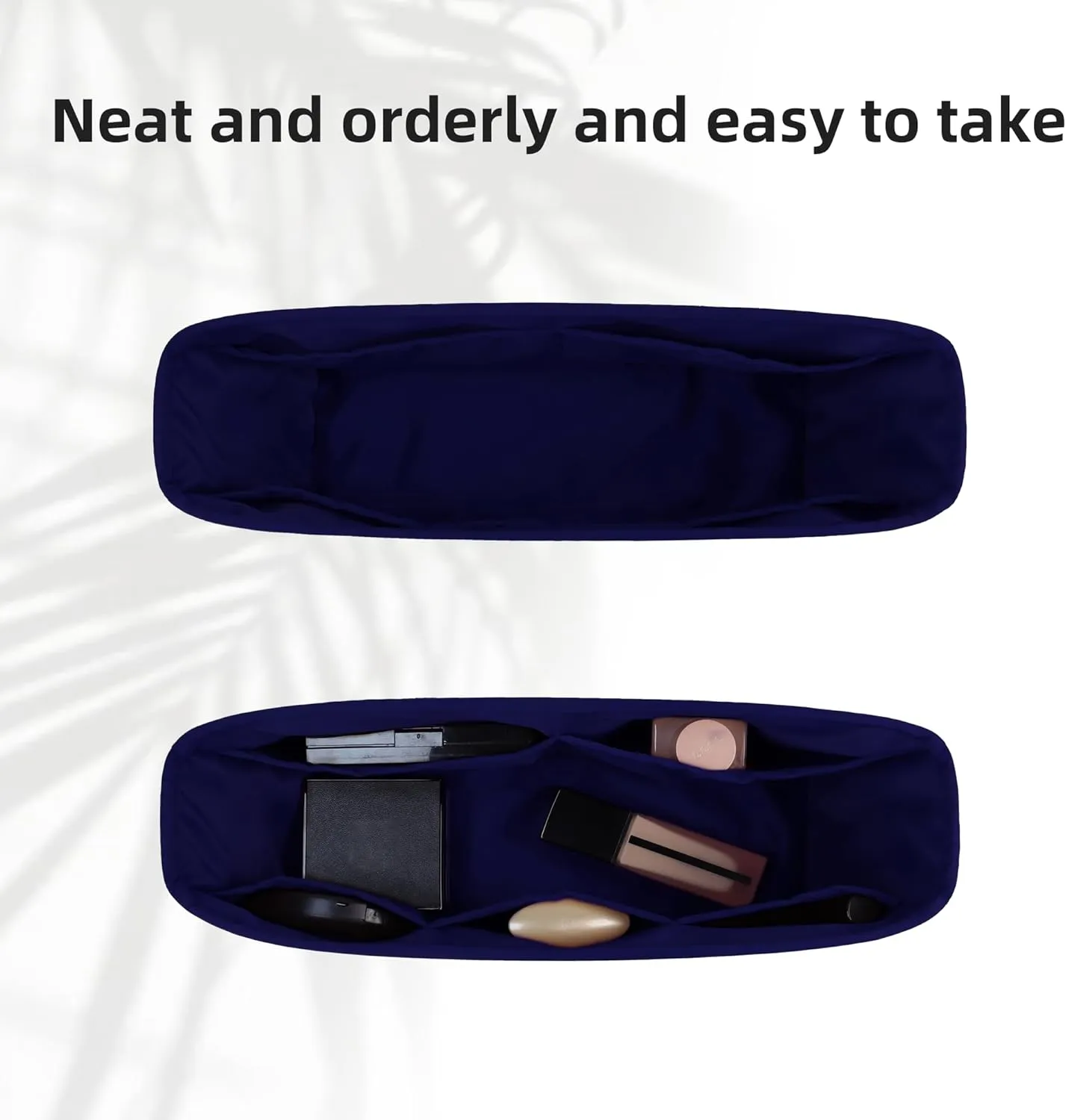 DGAZ Purse Organizer Insert Fits Neverfullbag BB/PM/MM/GM，Silk Bag Organizer，Luxury Handbag & Tote Shaper(Blue nuit,BB)