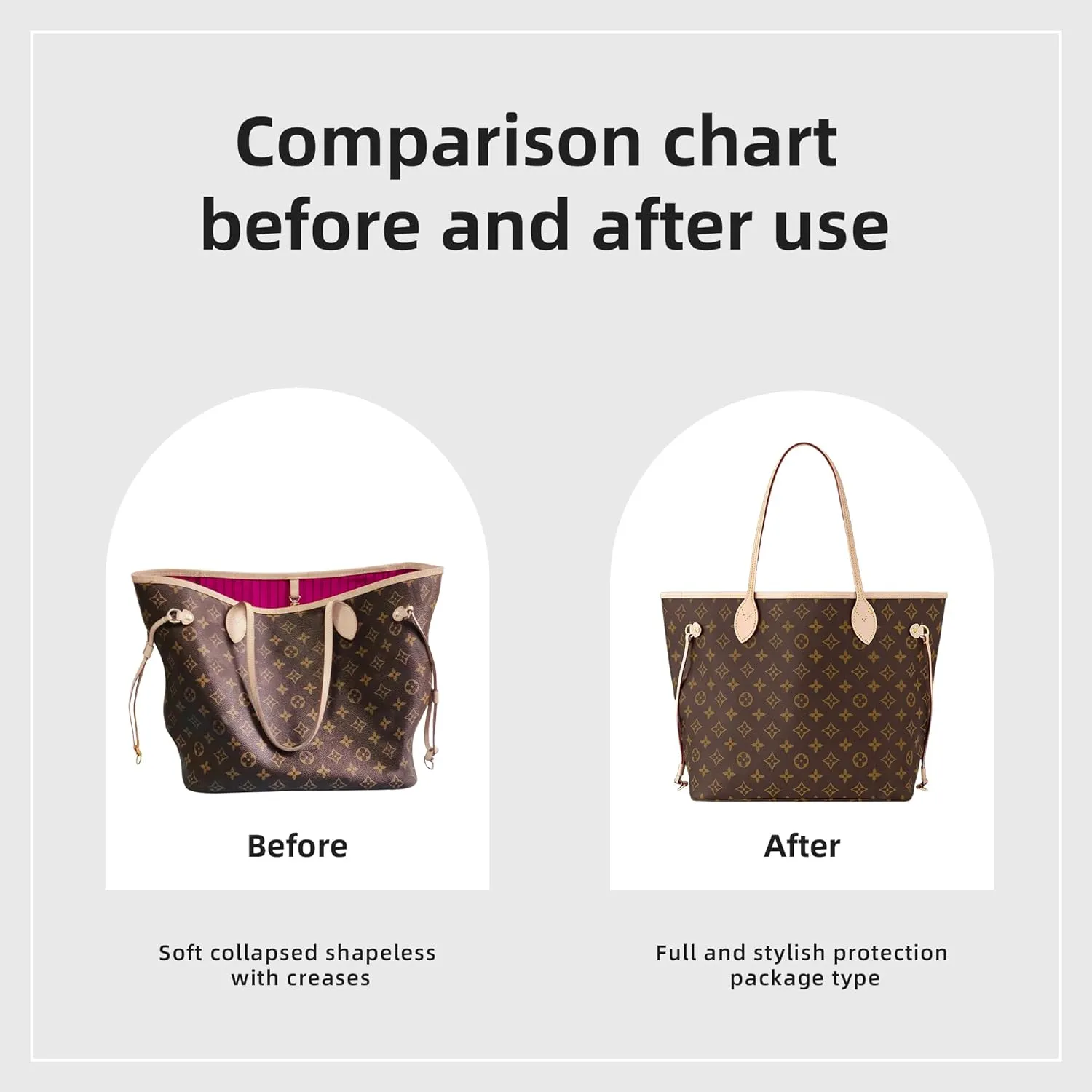 DGAZ Purse Organizer Insert Fits Neverfullbag Mini/PM/MM/GM，Silk Bag Organizer，Luxury Handbag & Tote Shaper(Chai,BB)