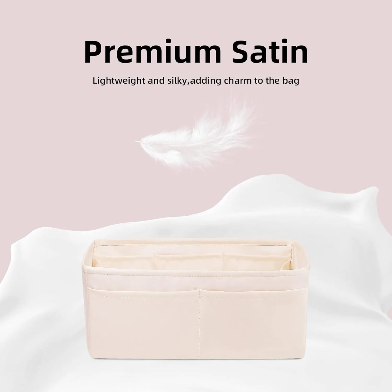 DGAZ Purse Organizer Insert, Silky Handbag & Tote Organizer, Bag in Bag, Fits Lindy 19/26/30/34 Bags（Craie，LD19）