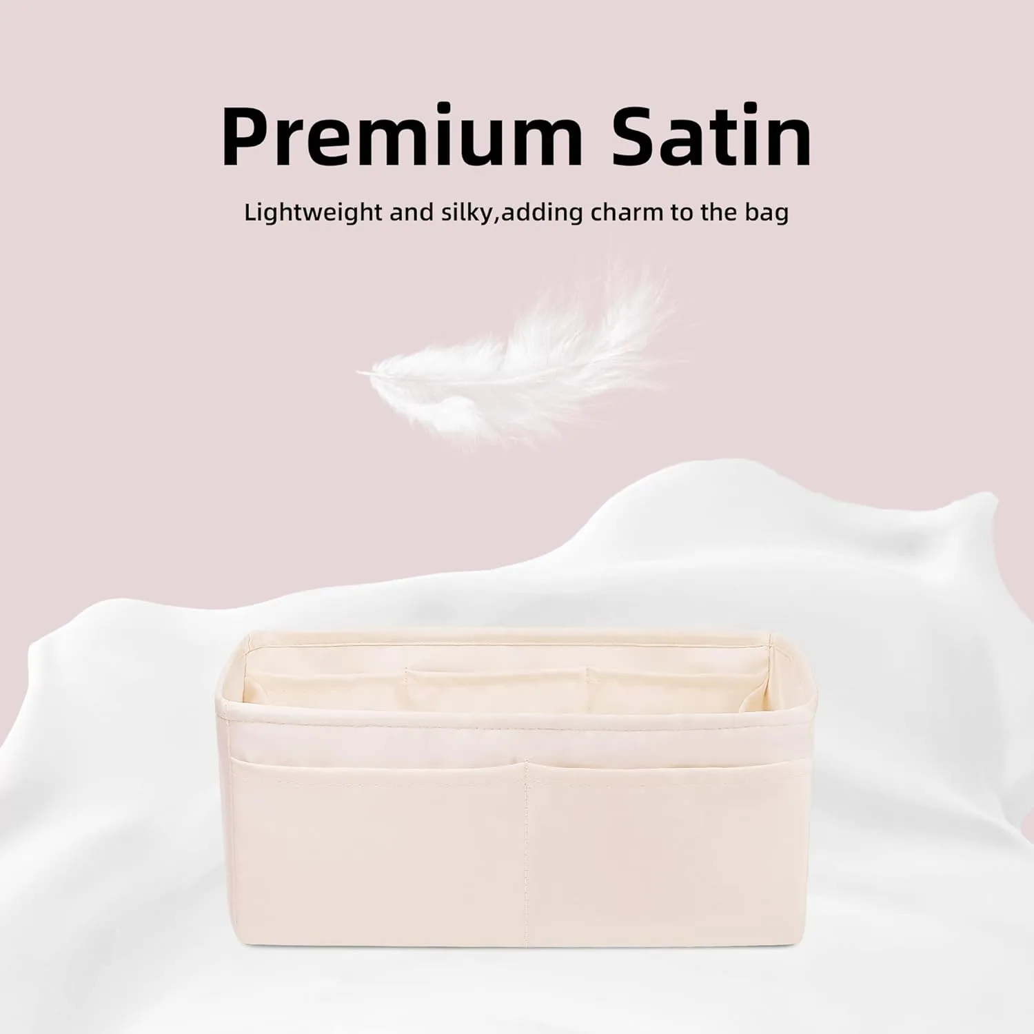 DGAZ Purse Organizer Insert, Silky Handbag & Tote Organizer, Bag in Bag, Fits Lindy 19/26/30/34 Bags（Craie，LD19）