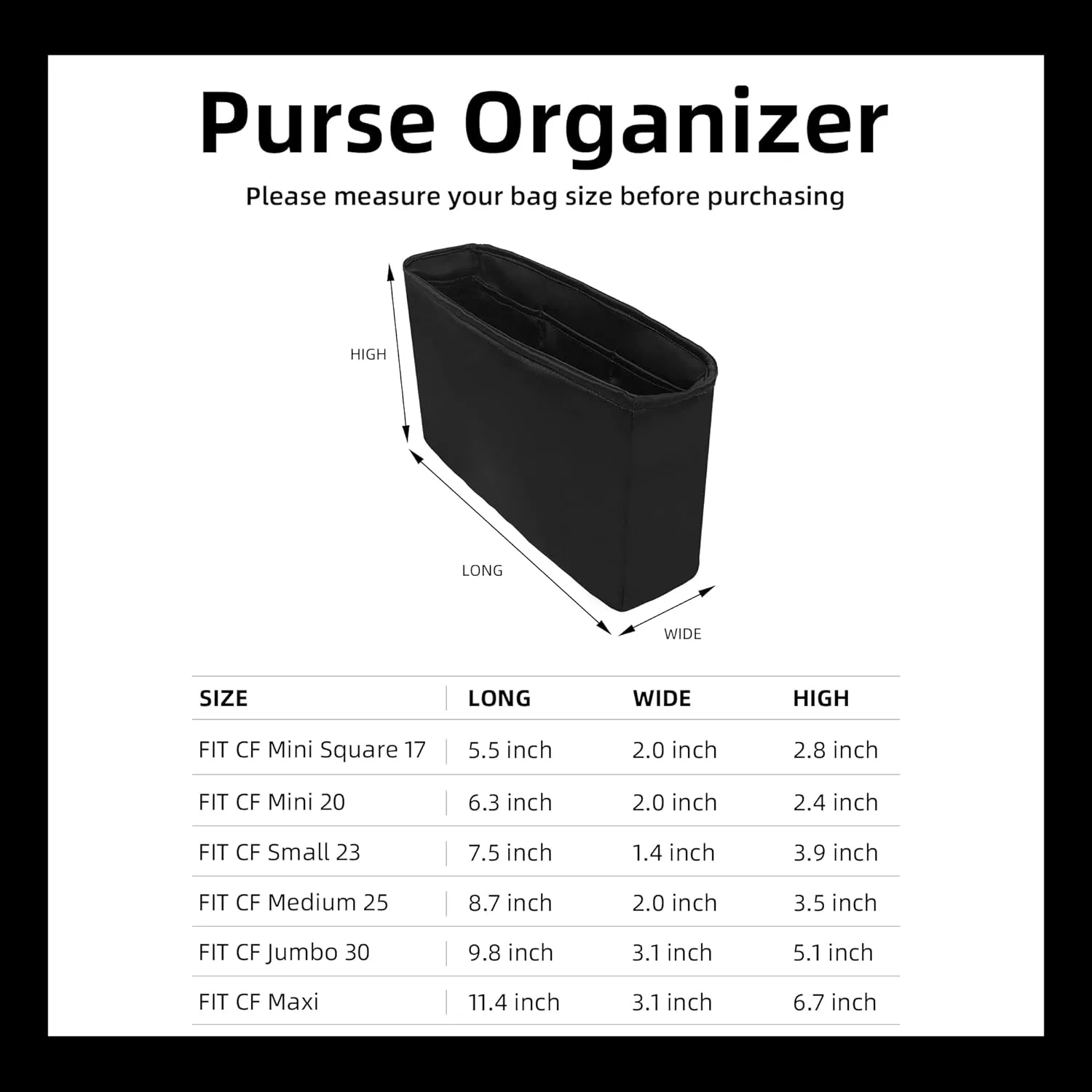 DGAZ Purse Organizer Insert，Silk Bag Organizer，Luxury Handbag & Tote Shaper Fits Chanel CF Bags