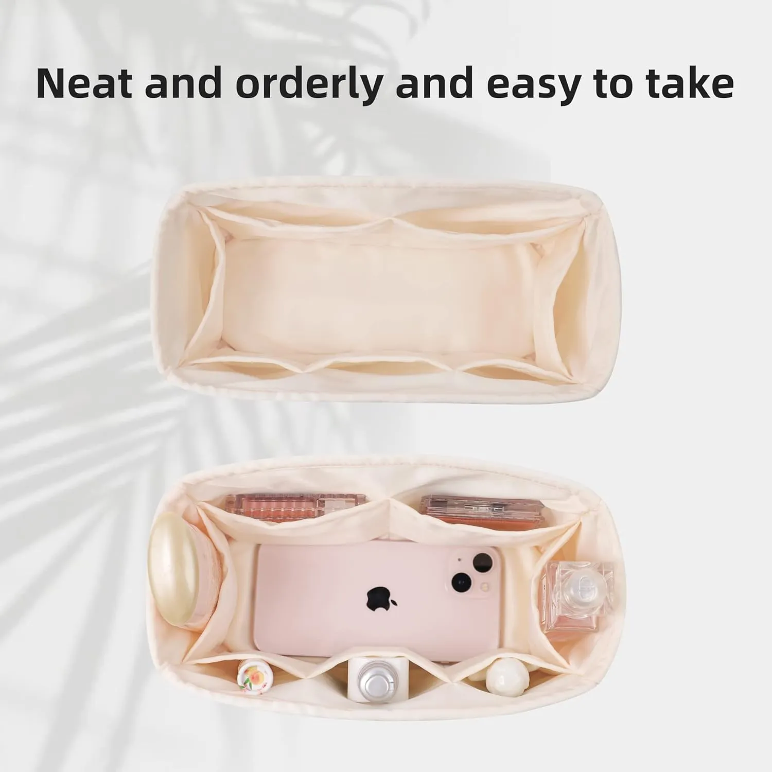 DGAZ Purse Organizer Insert，Silk Bag Organizer，Luxury Handbag & Tote Shaper Fits Lindy 19/26/30/34 Bags（Craie，LD26）
