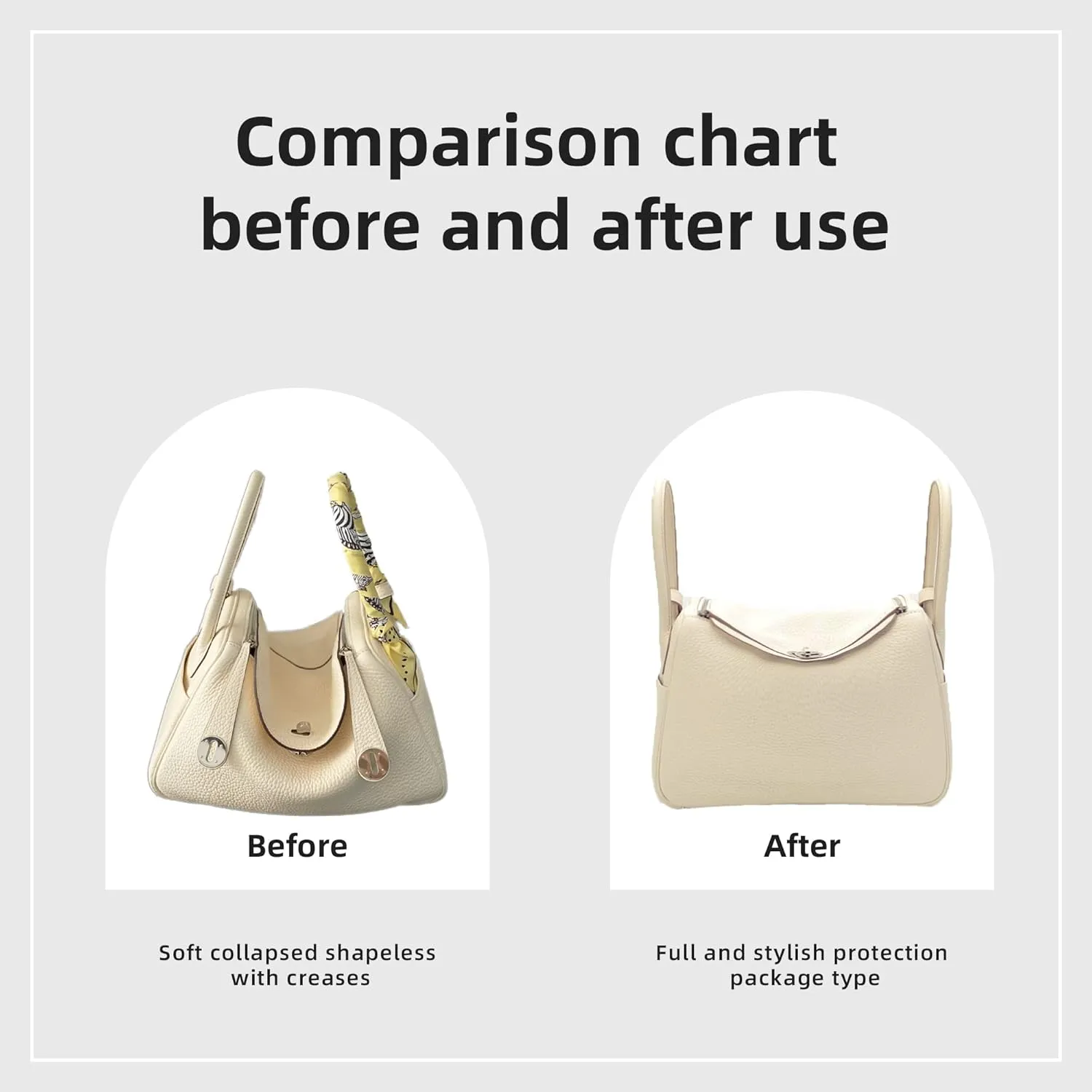 DGAZ Purse Organizer Insert，Silk Bag Organizer，Luxury Handbag & Tote Shaper Fits Lindy 19/26/30/34 Bags（Craie，LD26）
