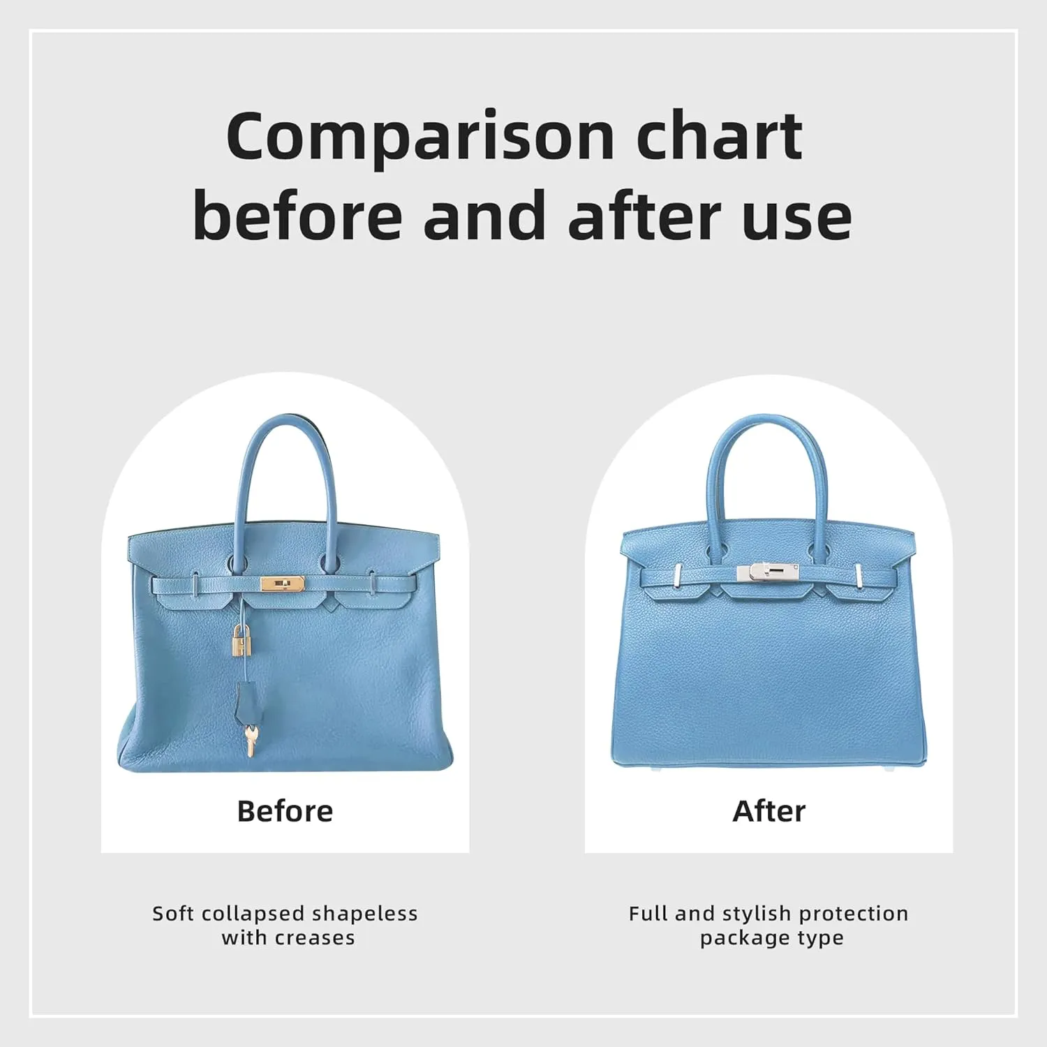 DGAZ Purse Organizer Silky Smooth Fits Birkin 20/25/30/35/40/45/50 Bags,Silk,Luxury Handbag Tote in Bag Shapers, Women(Azure,BK20)