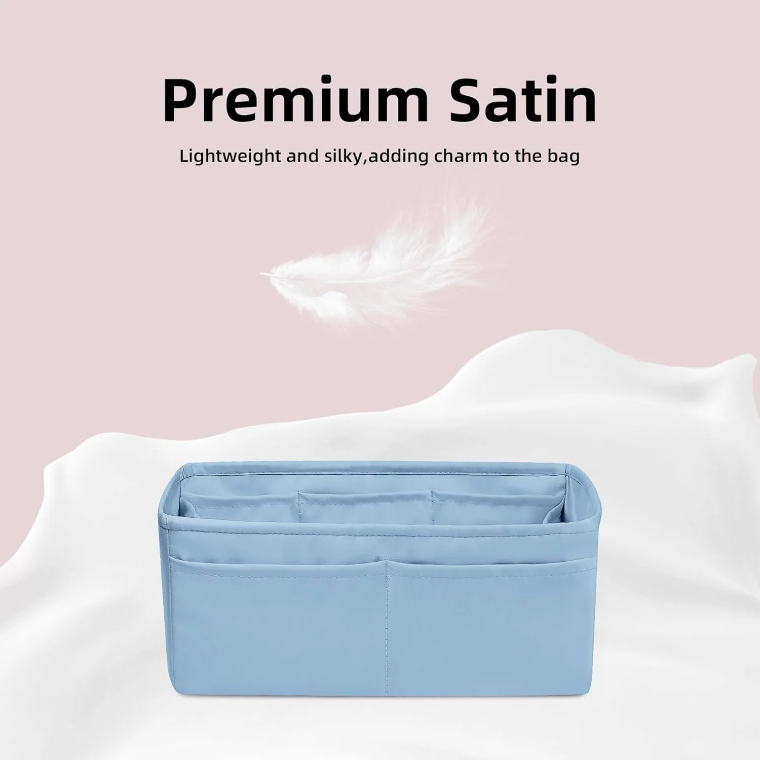 DGAZ Purse Organizer Silky Smooth Fits Birkin 20/25/30/35/40/45/50 Bags,Silk,Luxury Handbag Tote in Bag Shapers, Women(Azure,BK20)