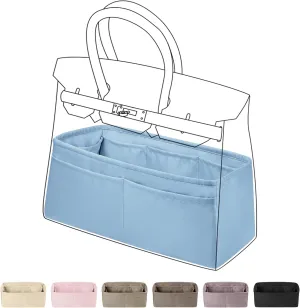 DGAZ Purse Organizer Silky Smooth Fits Birkin 20/25/30/35/40/45/50 Bags,Silk,Luxury Handbag Tote in Bag Shapers, Women(Azure,BK20)