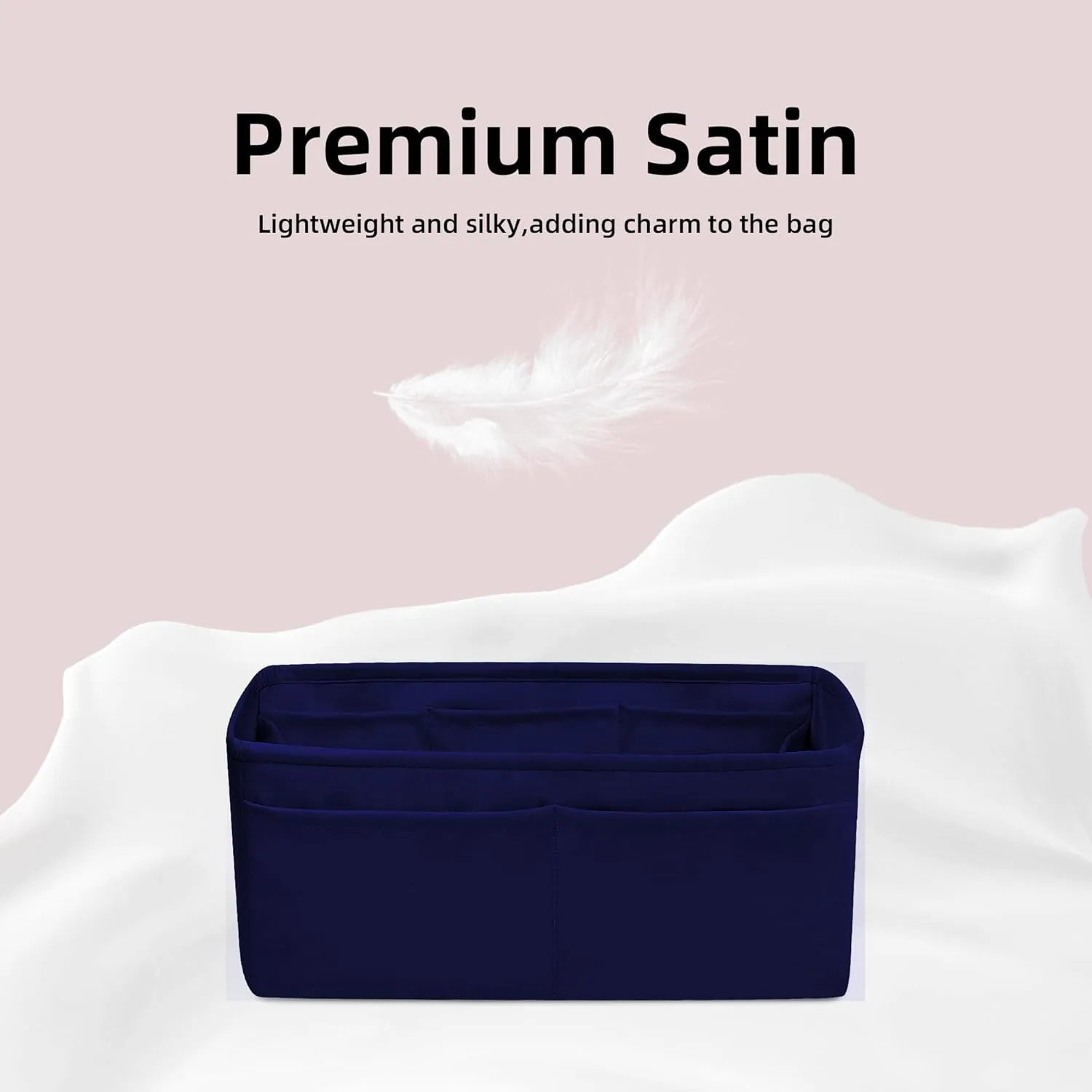 DGAZ Purse Organizer Silky Smooth Fits Birkin 20/25/30/35/40/45/50 Bags,Silk,Luxury Handbag Tote in Bag Shapers, Women(Blue nuit,BK20)