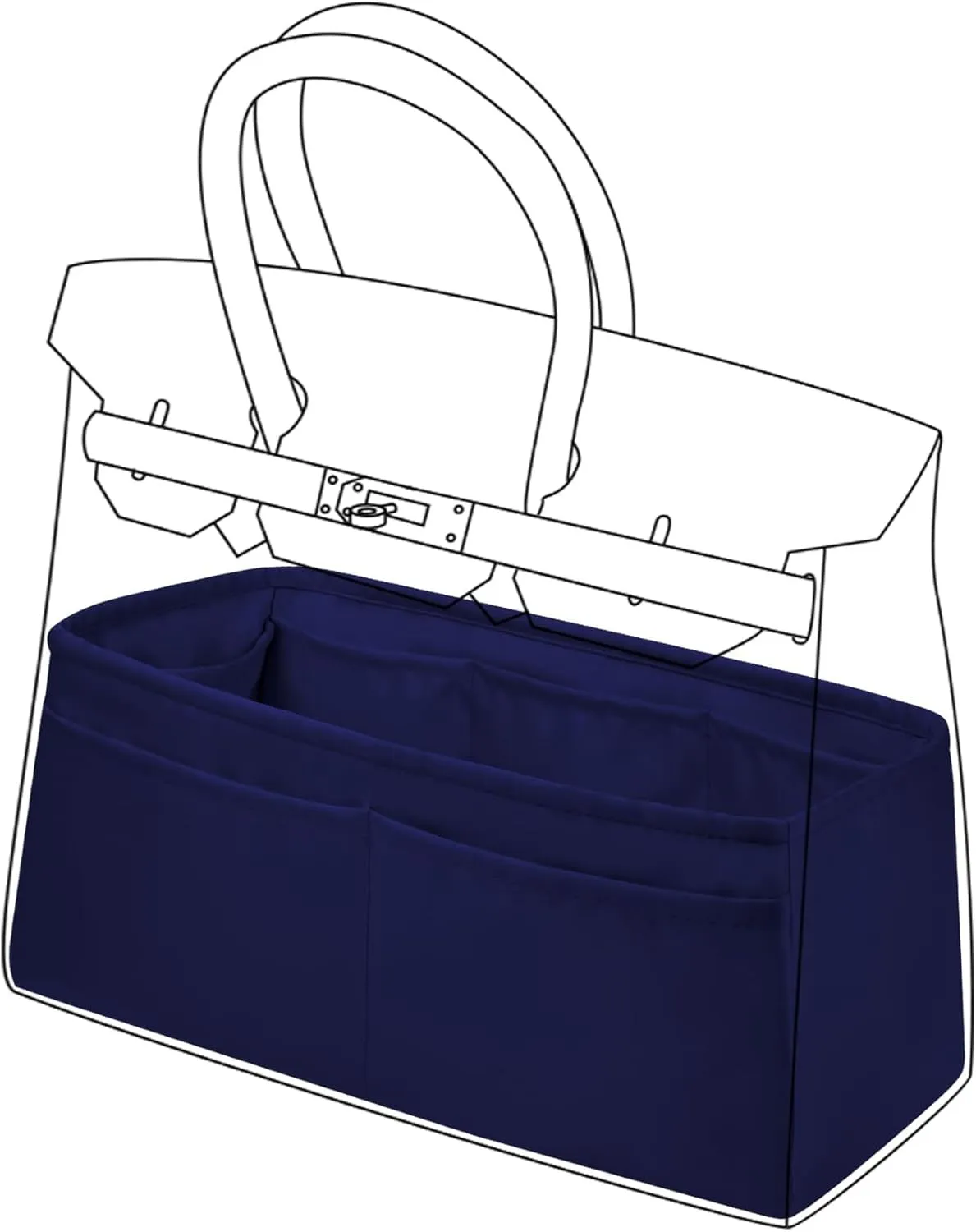 DGAZ Purse Organizer Silky Smooth Fits Birkin 20/25/30/35/40/45/50 Bags,Silk,Luxury Handbag Tote in Bag Shapers, Women(Blue nuit,BK20)
