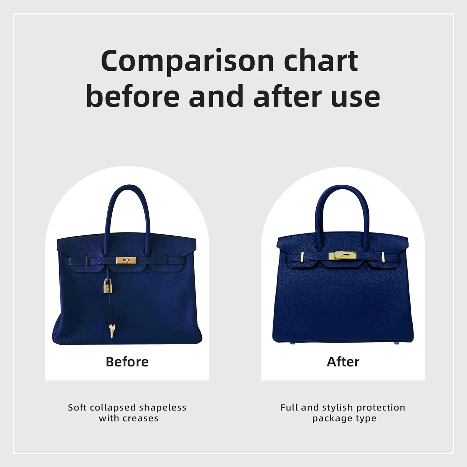 DGAZ Purse Organizer Silky Smooth Fits Birkin 20/25/30/35/40/45/50 Bags,Silk,Luxury Handbag Tote in Bag Shapers, Women(Blue nuit,BK20)