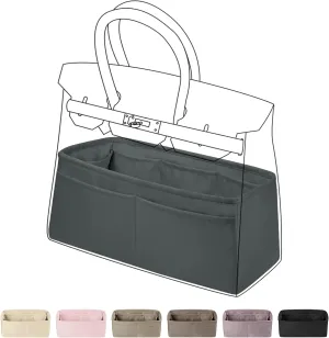 DGAZ Purse Organizer Silky Smooth Fits Birkin 20/25/30/35/40/45/50 Bags,Silk,Luxury Handbag Tote in Bag Shapers, Women(Grismeyer,BK30)