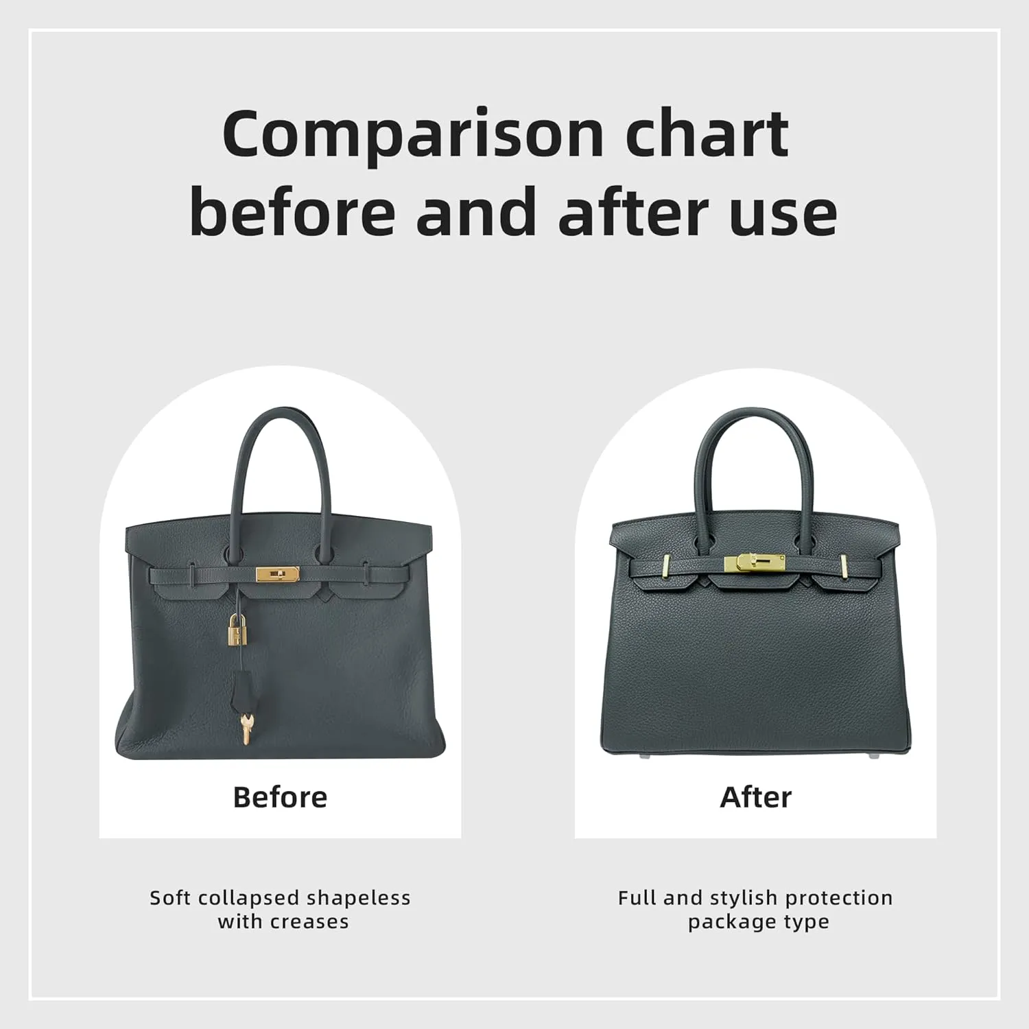 DGAZ Purse Organizer Silky Smooth Fits Birkin 20/25/30/35/40/45/50 Bags,Silk,Luxury Handbag Tote in Bag Shapers, Women(Grismeyer,BK30)