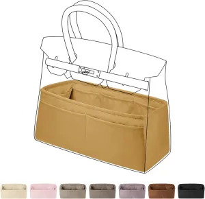 DGAZ Purse Organizer Silky Smooth Fits Birkin 25/30/35/40 Bags,Silk,Luxury Handbag Tote in Bag Shapers, Women(Biscuit color,BK35)