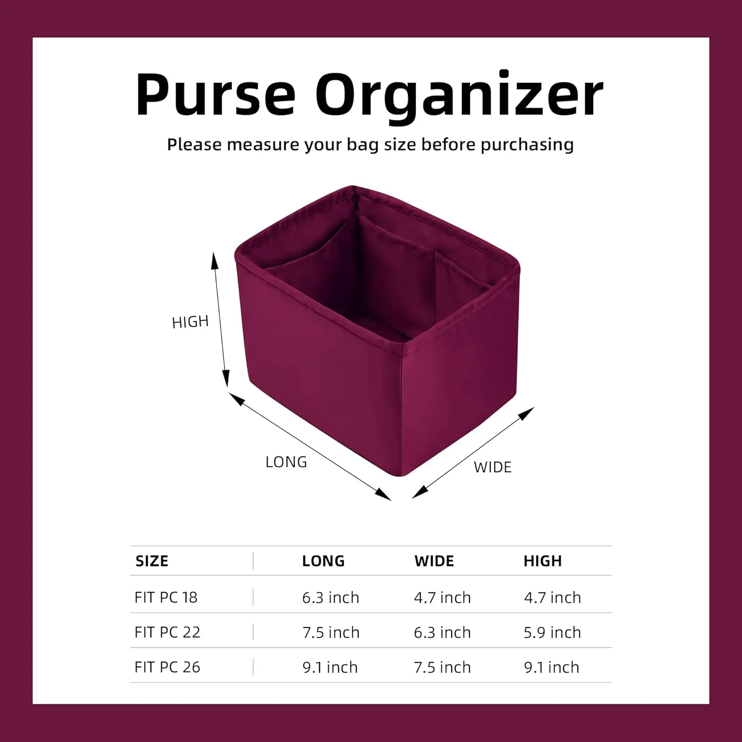 DGAZ Purse Organizer Silky Smooth Fits picotin 18/22 Bags,Silk,Luxury Handbag Tote in Bag Shapers (Anemone, PC22)