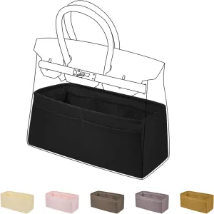 DGAZ Purse Organizer Silky Smooth,Silk,Luxury Handbag Tote in Bag Shapers, Women- Fits Birkin25/30/35/40 Bags (Black, BK25)