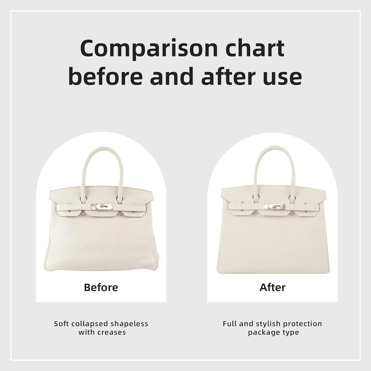 DGAZ Purse Organizer Silky Smooth,Silk,Luxury Handbag Tote in Bag Shapers, Women- Fits Birkin25/30/35/40 Bags (Craie, BK35)