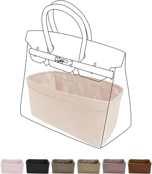 DGAZ Purse Organizer Silky Smooth,Silk,Luxury Handbag Tote in Bag Shapers, Women- Fits Birkin25/30/35/40 Bags (Craie, BK35)