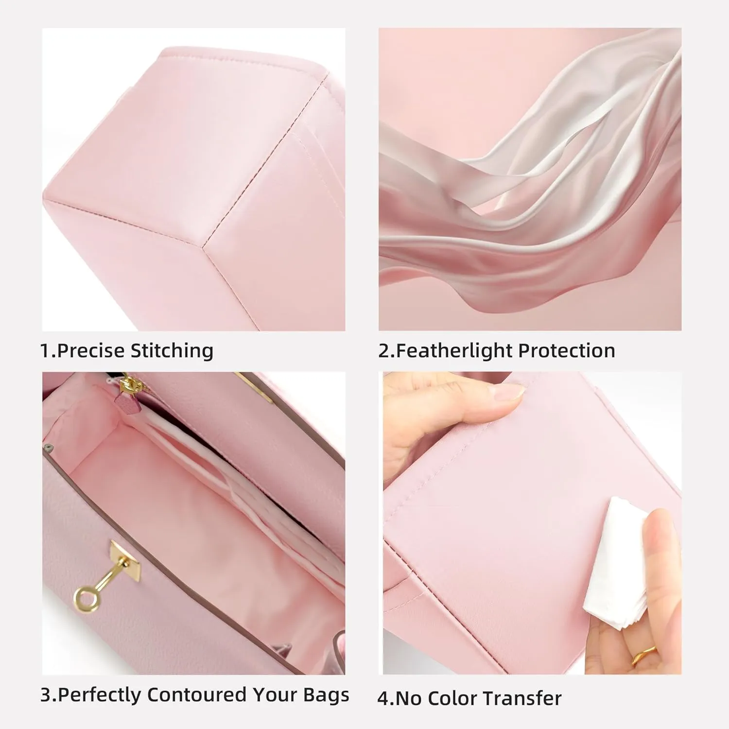 DGAZ Purse Organizer Silky Smooth,Silk,Luxury Handbag Tote in Bag Shapers, Women- Fits Birkin25/30/35/40 Bags (Pink, BK25)
