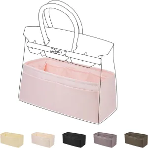 DGAZ Purse Organizer Silky Smooth,Silk,Luxury Handbag Tote in Bag Shapers, Women- Fits Birkin25/30/35/40 Bags (Pink, BK25)