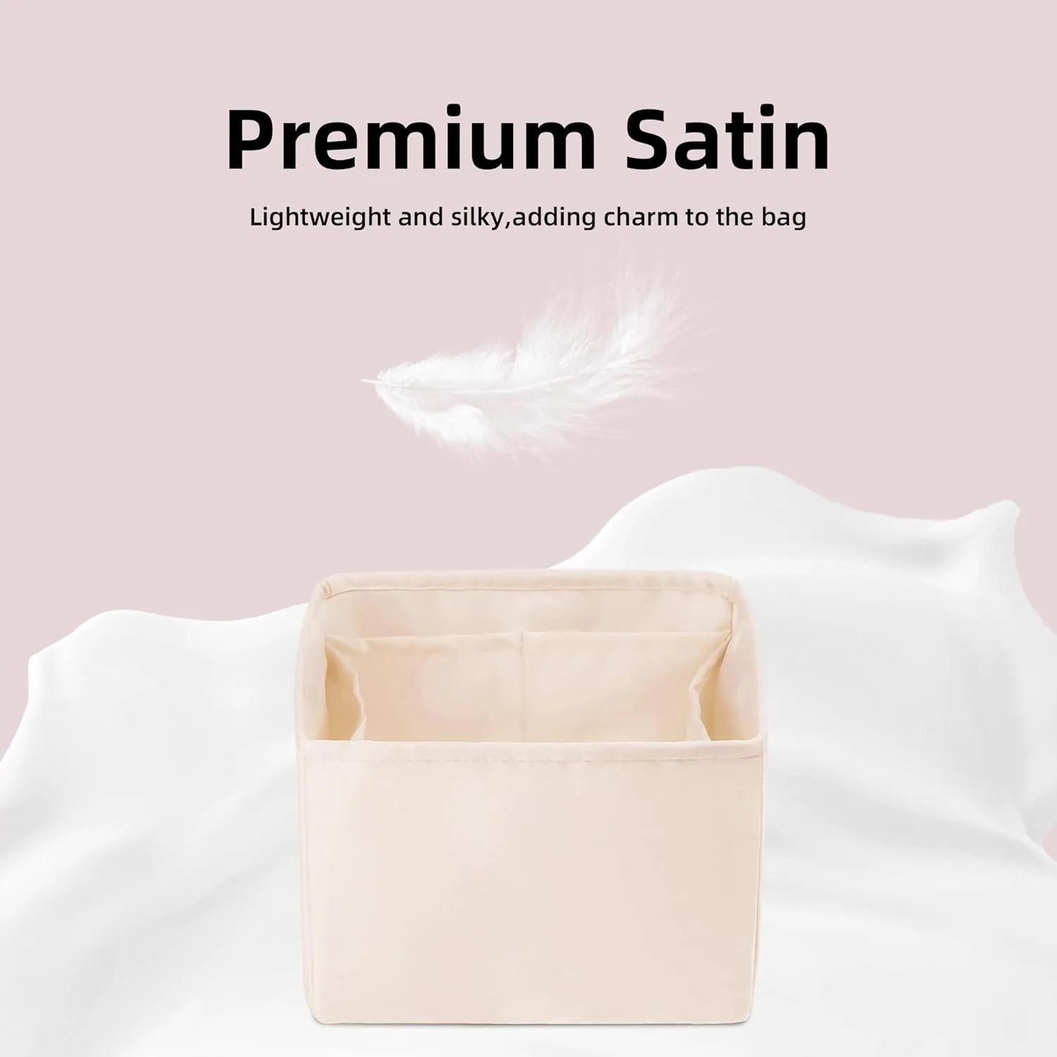 DGAZ Purse Organizer Silky Smooth,Silk,Luxury Handbag Tote in Bag Shapers, Women- Fits picotin18/22Bags (Craie, PC18)