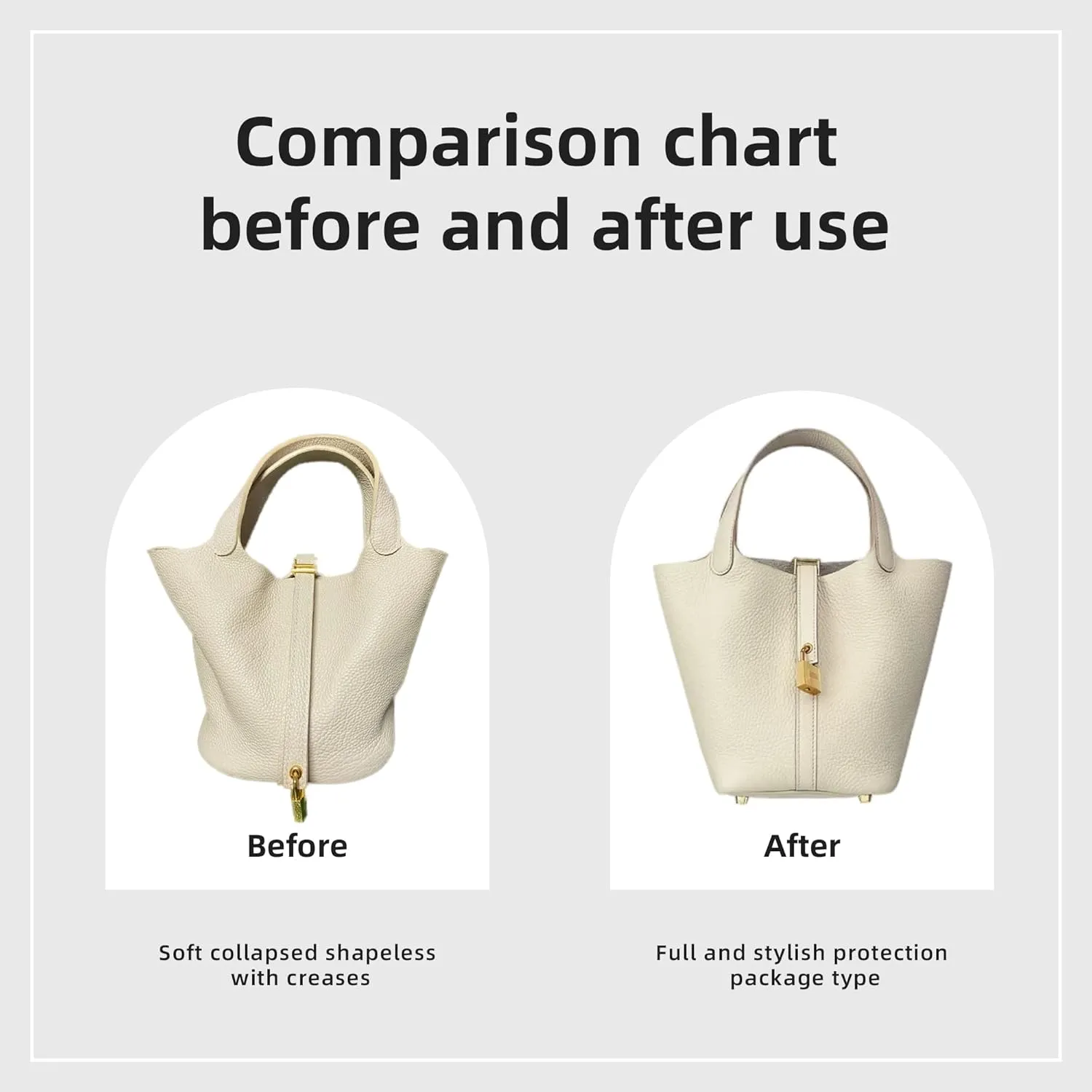 DGAZ Purse Organizer Silky Smooth,Silk,Luxury Handbag Tote in Bag Shapers, Women- Fits picotin18/22Bags (Craie, PC18)