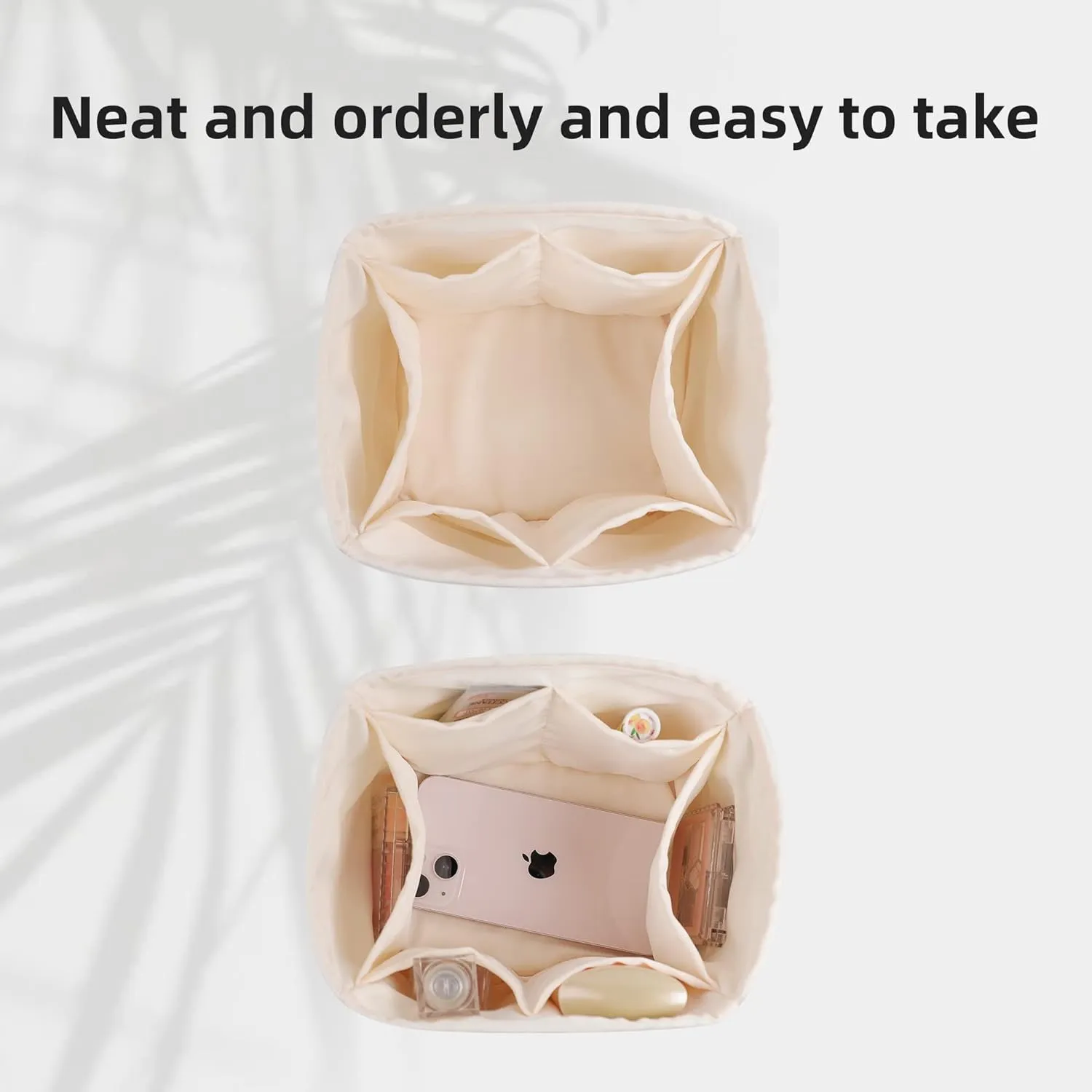 DGAZ Purse Organizer Silky Smooth,Silk,Luxury Handbag Tote in Bag Shapers, Women- Fits picotin18/22Bags (Craie, PC18)