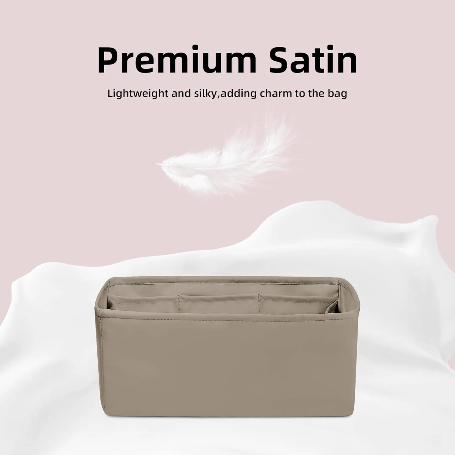 DGAZ Silk Purse Organizer Insert Fits Bolide 1923mini/25/27/31/35,Silky Smooth Bag Organizer，Luxury Handbag & Tote Shaper(Gris tourterelle,Bolide25)