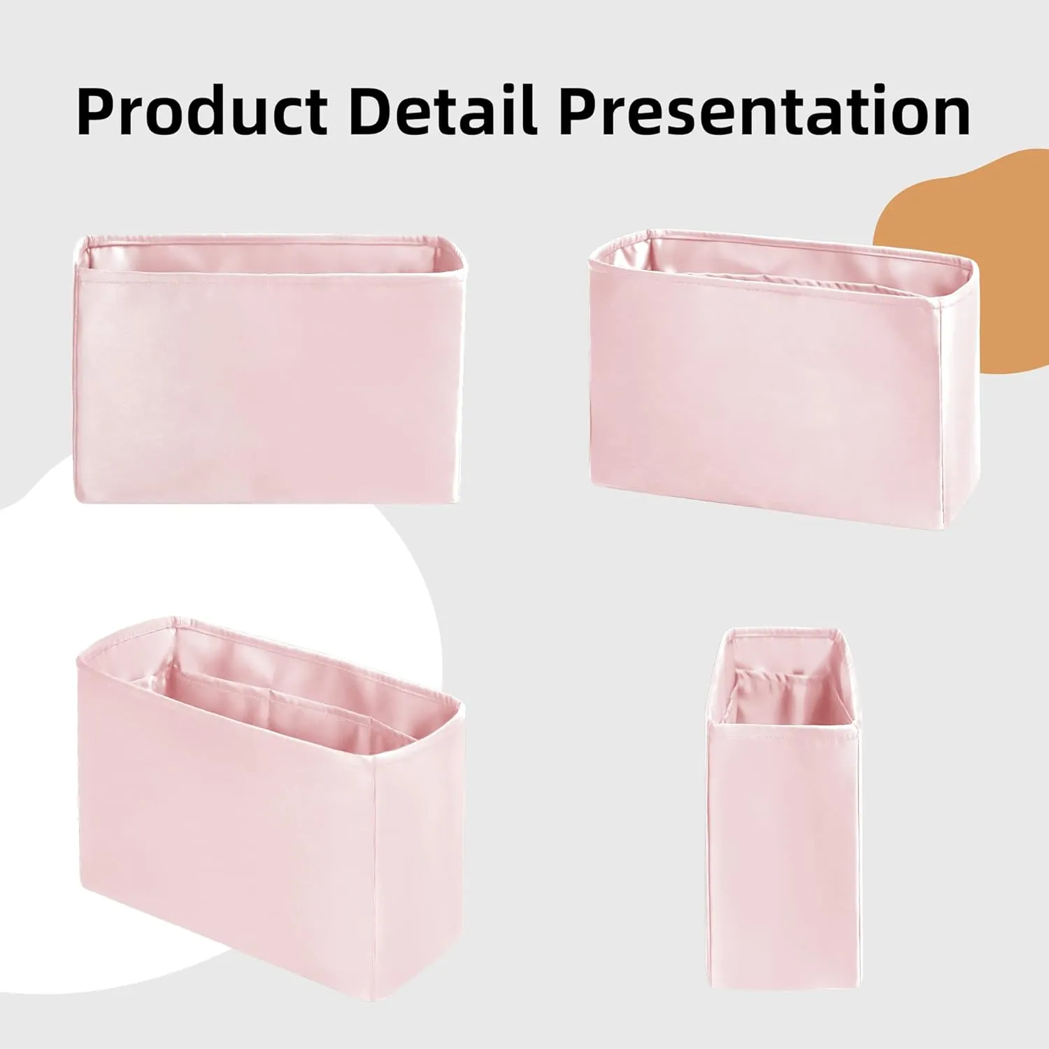 DGAZ Silk Purse Organizer Insert Fits Chanel 22 Mini/S/M/L bag，Silky Smooth Bag Organizer，Luxury Handbag & Tote Shaper(Pink,S)