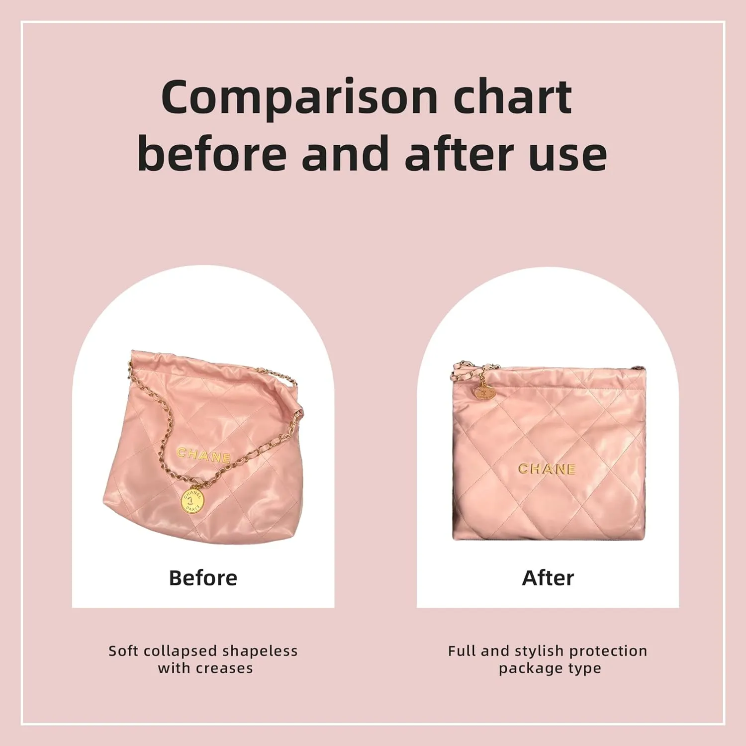 DGAZ Silk Purse Organizer Insert Fits Chanel 22 Mini/S/M/L bag，Silky Smooth Bag Organizer，Luxury Handbag & Tote Shaper(Pink,S)