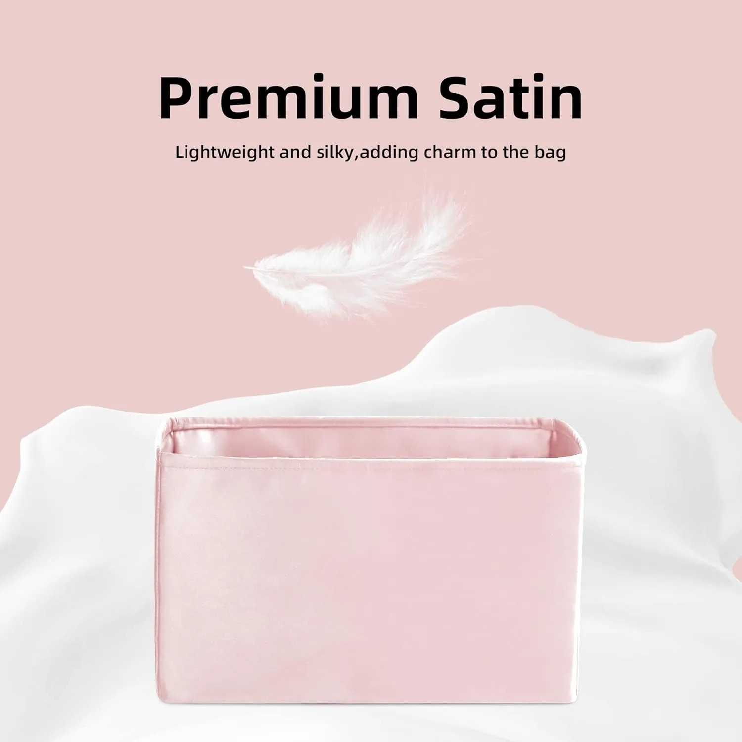 DGAZ Silk Purse Organizer Insert Fits Chanel 22 Mini/S/M/L bag，Silky Smooth Bag Organizer，Luxury Handbag & Tote Shaper(Pink,S)