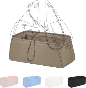 DGAZ Silk Purse Organizer Insert Fits Chanel 25C Hobo Bags，Silky Smooth Bag Organizer，Luxury Handbag & Tote Shaper(Gris Tourterelle,Small)