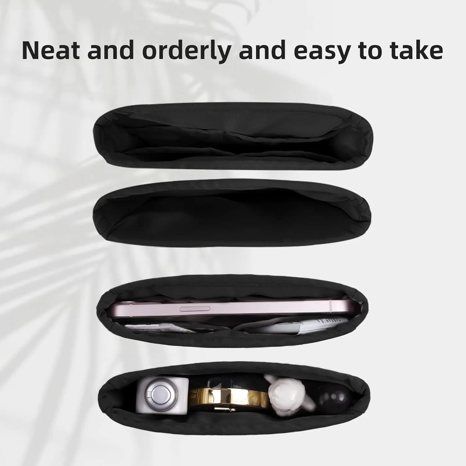 DGAZ Silk Purse Organizer Insert Fits Constance 19/New19/24/New24 bag，Silky Smooth Bag Organizer，Luxury Handbag & Tote Shaper（Black，newC19）