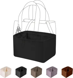 DGAZ Silk Purse Organizer Insert Fits Dior Toujours Vertical Tote Bags，Silky Smooth Bag Organizer，Luxury Handbag & Tote Shaper(Black,Small)