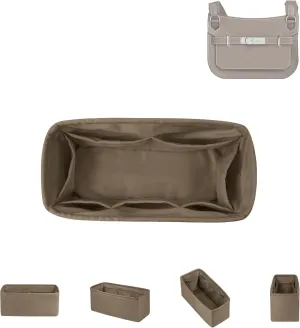 DGAZ Silk Purse Organizer Insert Fits Hermes Jypsiere Bags, Silky Smooth Bag Organizer，Luxury Handbag & Tote Shaper(Etoupe Grey,Jypsiere 28)