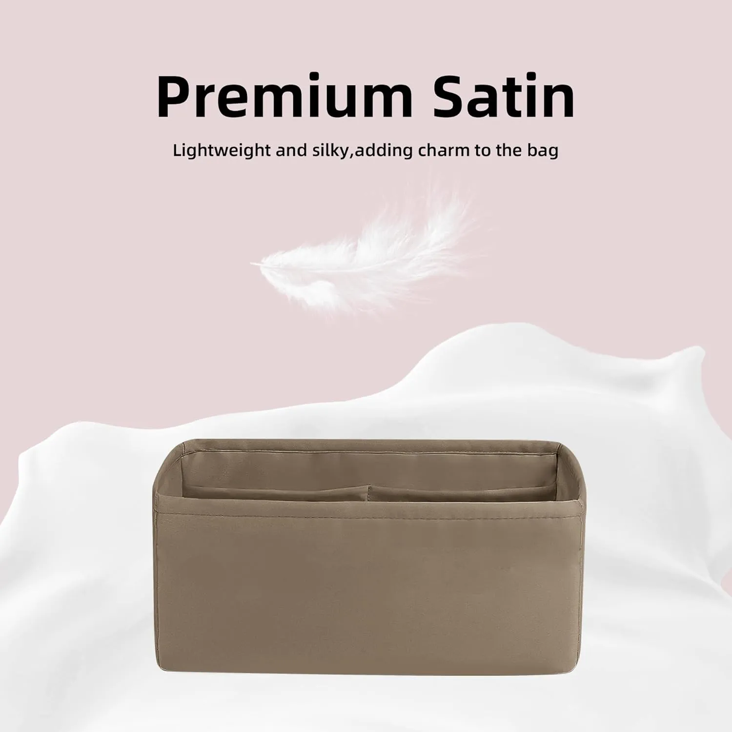 DGAZ Silk Purse Organizer Insert Fits Hermes Jypsiere Bags, Silky Smooth Bag Organizer，Luxury Handbag & Tote Shaper(Etoupe Grey,Jypsiere 28)