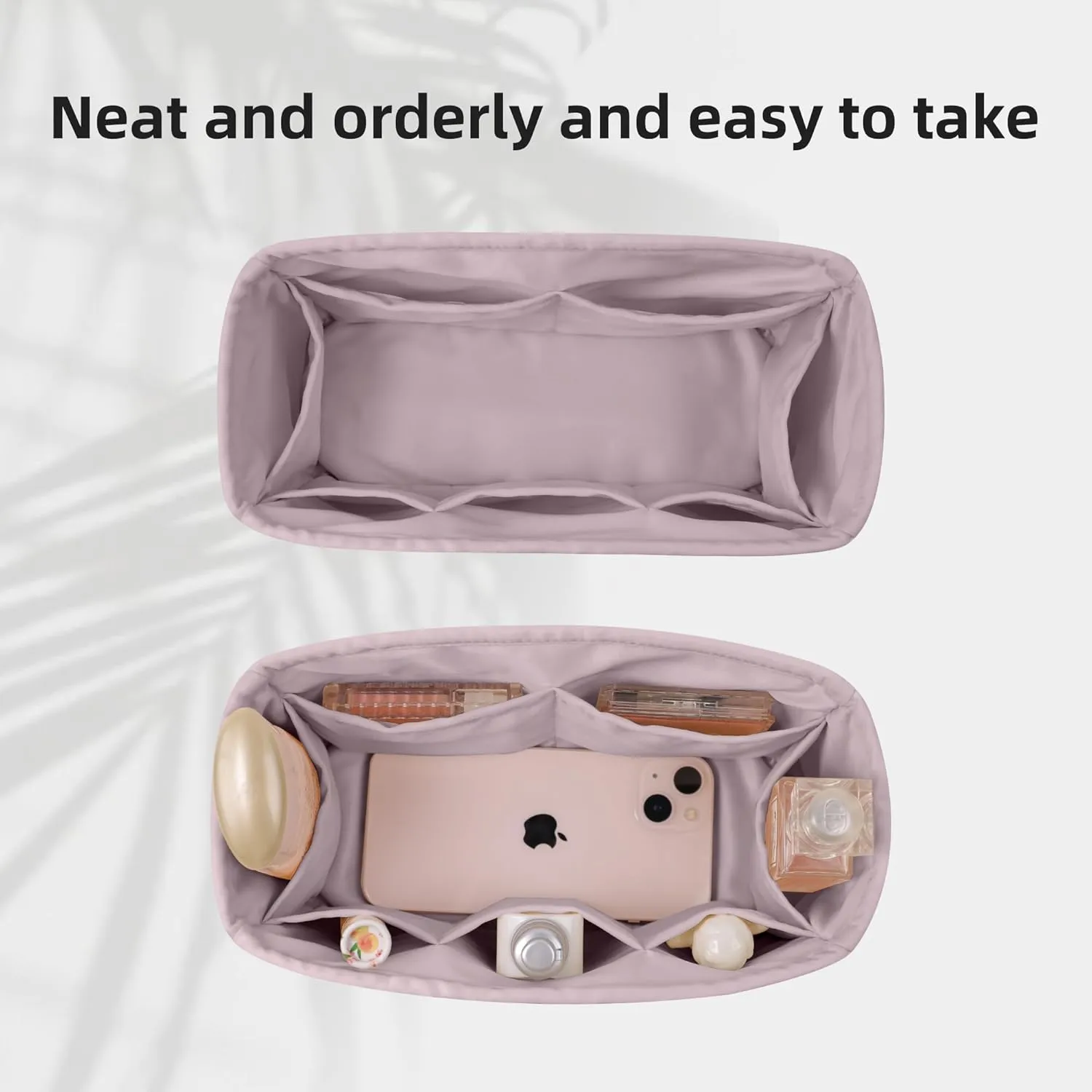 DGAZ Silk Purse Organizer Insert Fits Hermes Jypsiere Bags, Silky Smooth Bag Organizer，Luxury Handbag & Tote Shaper(Mauve Pale,Jypsiere 28)