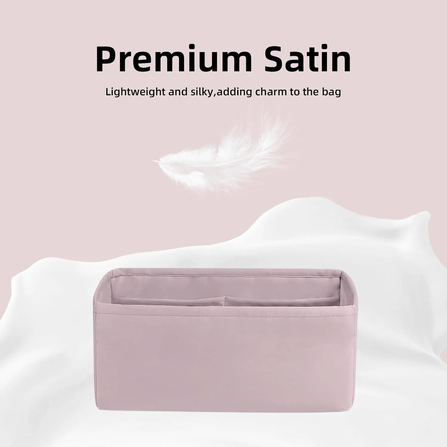 DGAZ Silk Purse Organizer Insert Fits Hermes Jypsiere Bags, Silky Smooth Bag Organizer，Luxury Handbag & Tote Shaper(Mauve Pale,Jypsiere 28)