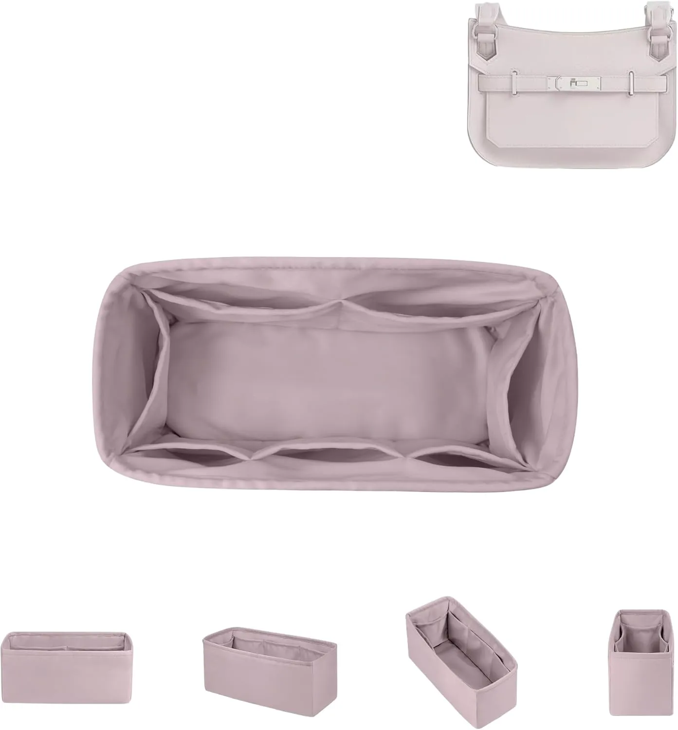 DGAZ Silk Purse Organizer Insert Fits Hermes Jypsiere Bags, Silky Smooth Bag Organizer，Luxury Handbag & Tote Shaper(Mauve Pale,Jypsiere 28)