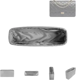 DGAZ Silk Purse Organizer Insert For Chanel 2.55 Bags,Silky Smooth Bag Organizer，Luxury Handbag & Tote Shaper(Pearl gray,2.55bag 24)