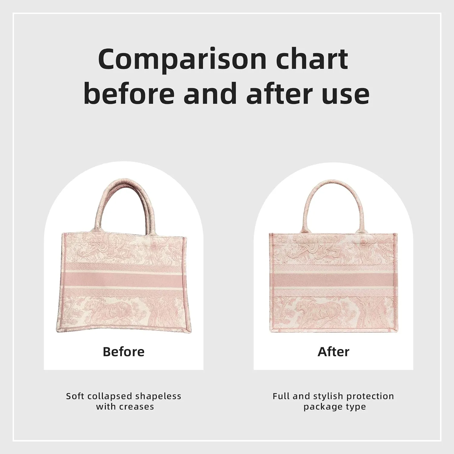 DGAZ Silk Purse Organizer Insert For Dior Book Tote mini/S/M/L，Silky Smooth Bag Organizer，Luxury Handbag & Tote Shaper（Pink，BT-S）